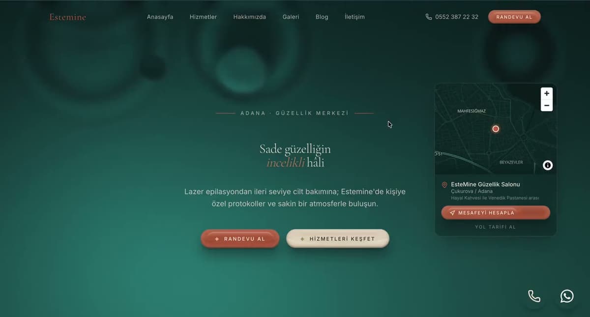 Estemine Güzellik Merkezi Website önizleme