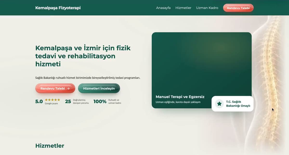 Kemalpaşa Fizyoterapist Website önizleme